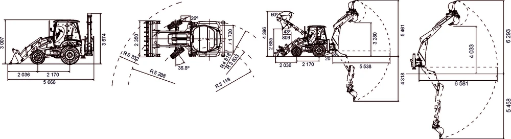 Схема Экскаватор-погрузчик Lonking 83C