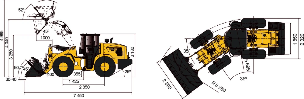 Схема Фронтальный погрузчик Lonking LG833G