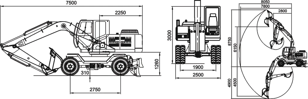 Схема Колесный экскаватор Lonking CDM6150W