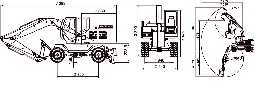 Схема Колесный экскаватор Lonking CDM6155W