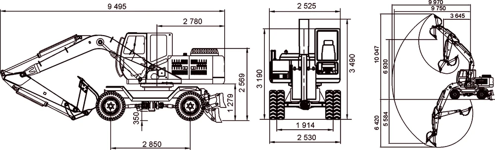 Схема Колесный экскаватор Lonking CDM6210W