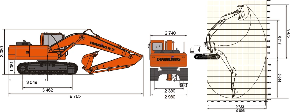 Схема Гусеничный экскаватор Lonking CDM6225
