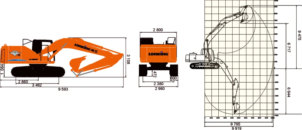 Схема Гусеничный экскаватор Lonking CDM6225F