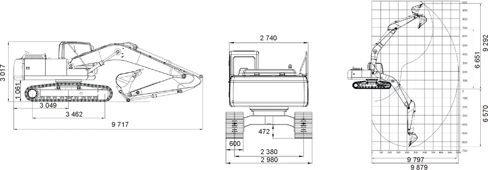Схема Экскаватор гусеничный одноковшовый Четра Е220