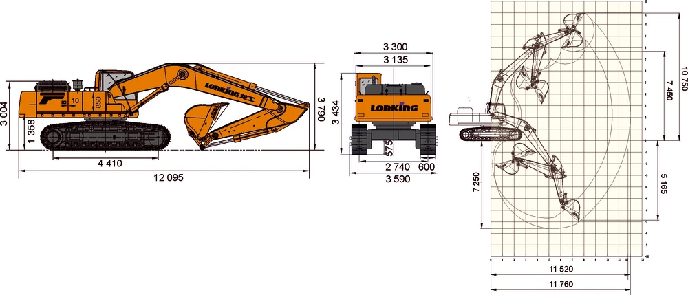 Схема Гусеничный экскаватор Lonking CDM6550