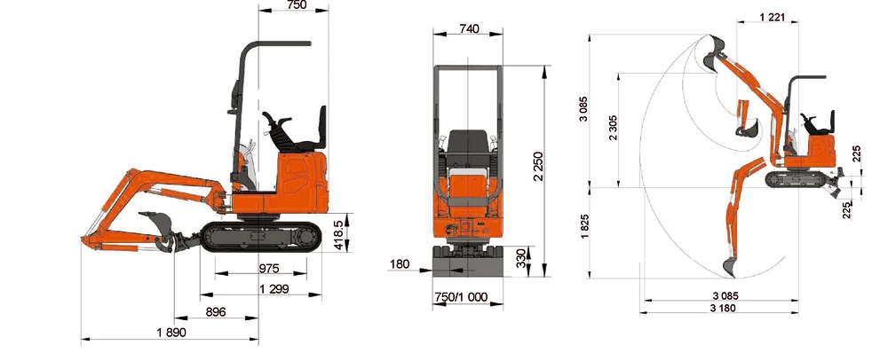 Схема Гусеничный экскаватор Lonking CDM6010