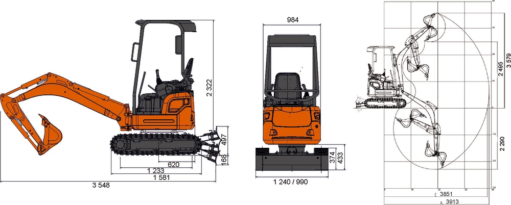 Схема Гусеничный экскаватор Lonking CDM6016
